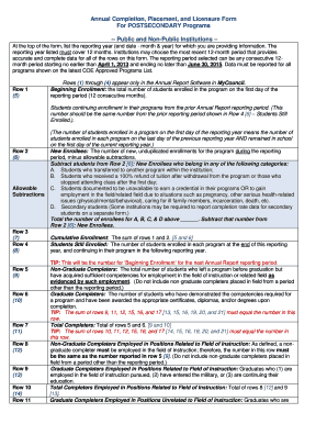 Annual Completion, Placement, and Licensure Form
