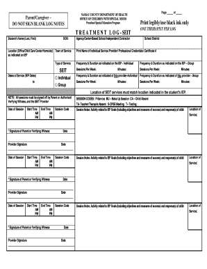 SEIT Treatment Log