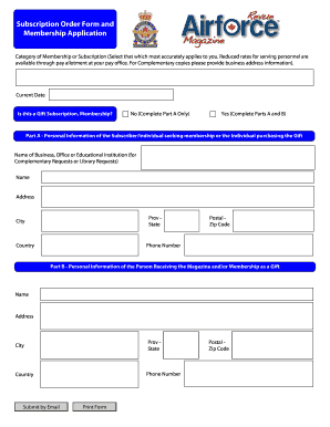 Membership Application and Subscription Order Form