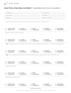 Fillable Online Korn Ferry Interview Architect Candidate Summary ...