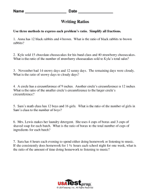 Writing Ratios Worksheet