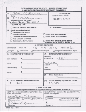 Florida Campaign Treasurer's Report
