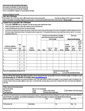 North Dakota Free and Reduced-Price Meals Application