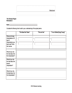 The Choices Project Worksheet