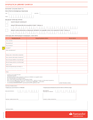 Santander Consumer Bank Personal Data Change Form