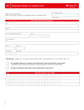 Bank Disposition on Death Form