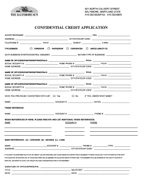 Confidential Credit Application