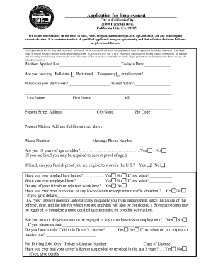 California City Employment Application