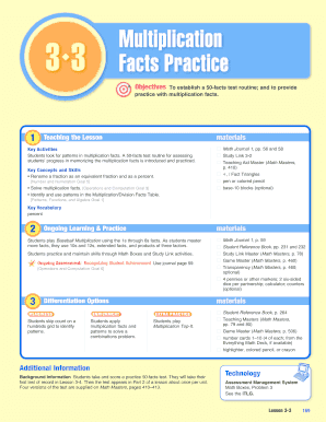 Multiplication Facts Practice Test