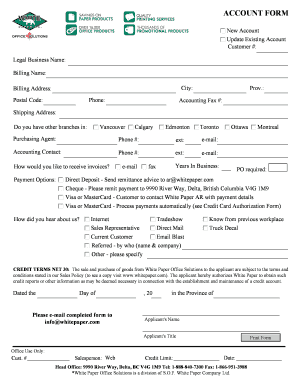 White Paper Office Solutions Account Form