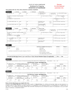 Marriage License Application - Madbury