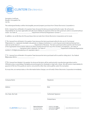 Illinois Retailer's Occupation Tax Exemption Certificate
