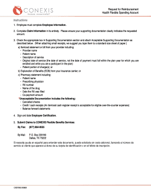 Request for Reimbursement Health Flexible Spending Account
