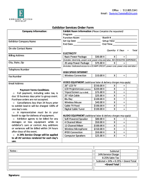 Exhibitor Services Order Form