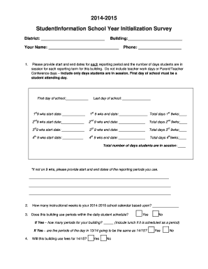 Student Information School Year Initialization Survey