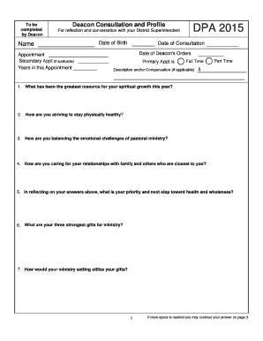 Deacon Consultation and Profile Form