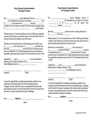 Clergy Housing Exclusion Resolution