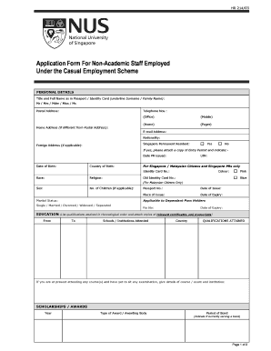 Application Form for Non-Academic Staff