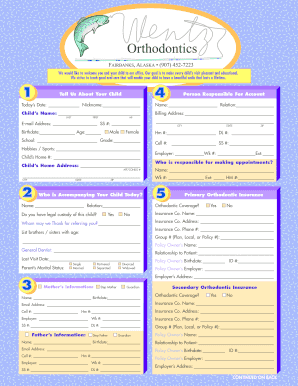 Child Orthodontic Intake Form