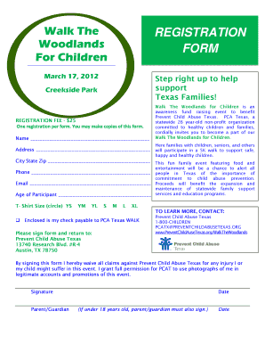 Walk The Woodlands for Children Registration Form