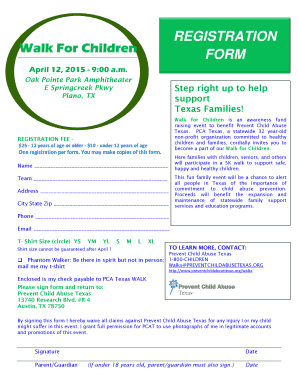 Walk For Children Registration Form