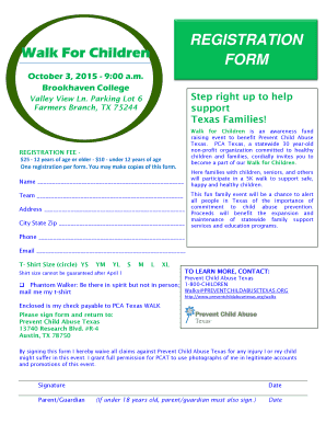 Walk For Children Registration Form