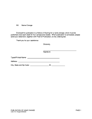 Notice of Hearing for Name Change