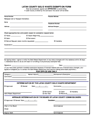 Latah County Solid Waste Exemption Form
