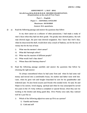 Fillable Online 1) a) Read the following passage and answer the ...