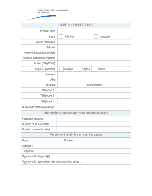 FICHE D’IDENTIFICATION