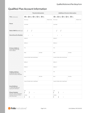 Qualified Retirement Plan Setup Form