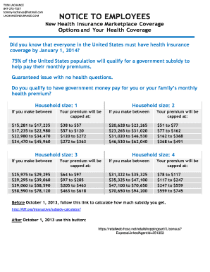 Notice to Employees on Health Insurance Marketplace Coverage