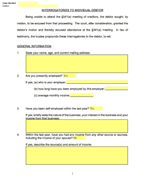 Interrogatories to Individual Debtor
