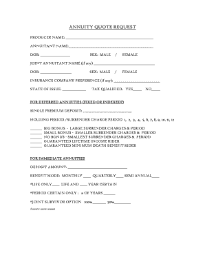 Annuity Quote Request Form