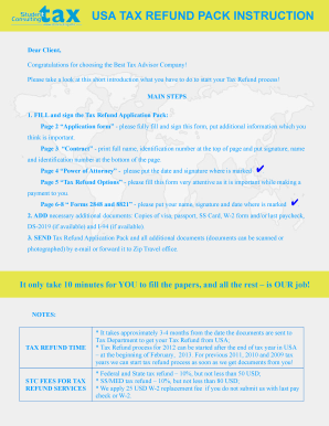 USA Tax Refund Application Pack