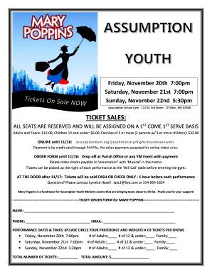 Mary Poppins Ticket order form - Assumption Parish - assumptionbvm