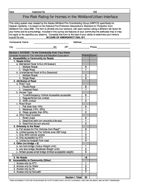 Alaska Wildland Fire Risk Assessment Form