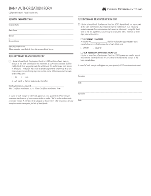 Bank Authorization Form