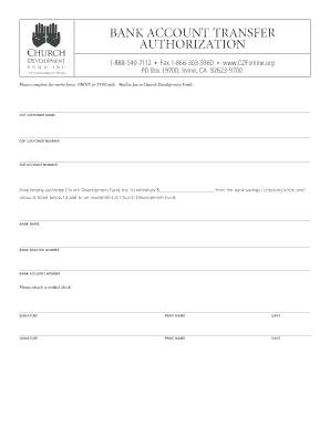 Bank Account Transfer Authorization