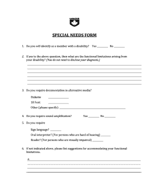 Special Needs Form