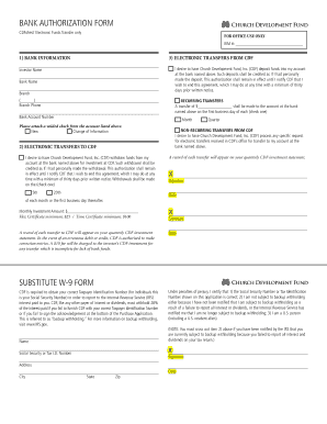 Bank Authorization Form