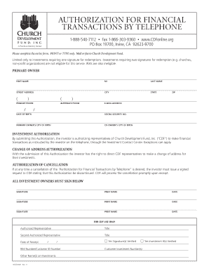 Authorization for Financial Transactions by Telephone