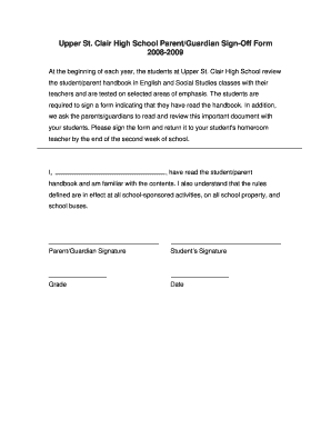 Upper St. Clair High School Parent/Guardian Sign-Off Form