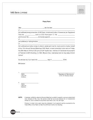NIB Bank Limited 2013 Proxy Form