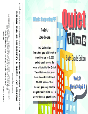 Quiet Time Preteens Activity Sheet