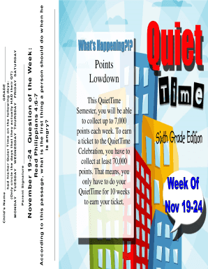 QuietTime Preteens Weekly Activity Form
