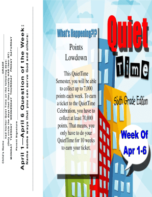 QuietTime Preteens Weekly Activity Form
