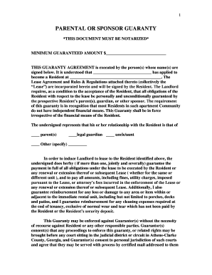 Parental Sponsor Guaranty Agreement