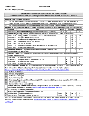 Cornell CALS Graduation Checklist