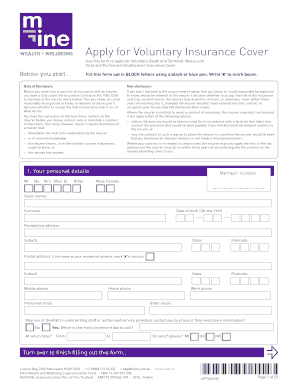 Voluntary Insurance Cover Application